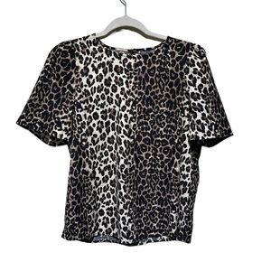 VINCE CAMUTO Leopard Print Women’s Blouse  Color Brown White Size Small